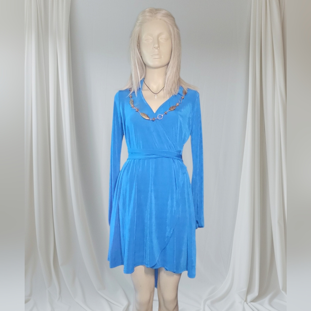 Elegant Blue Wrap Dress